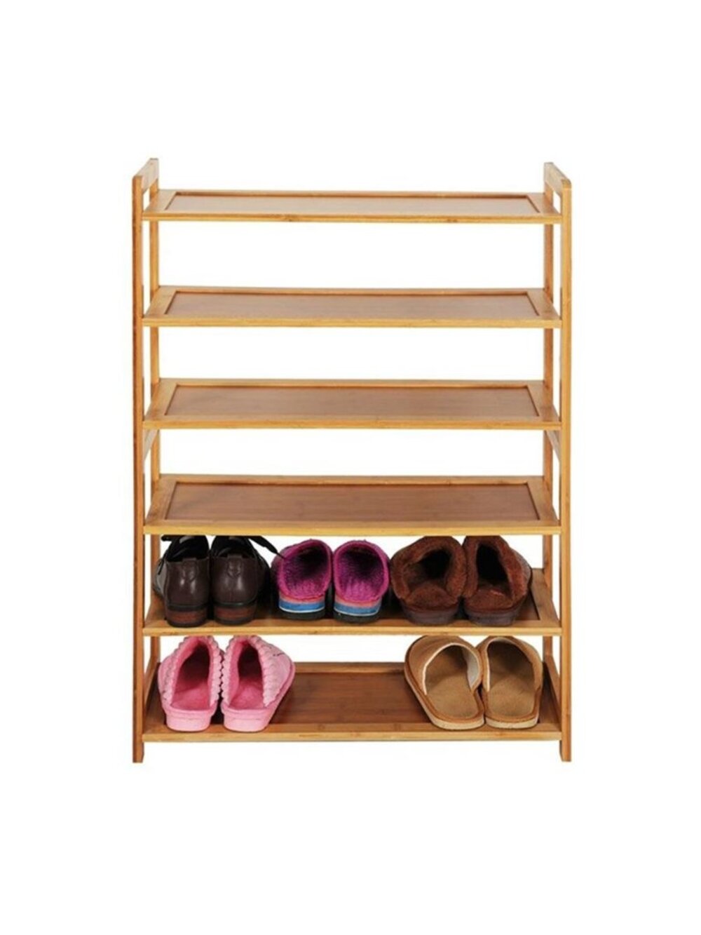 6 Tiers Natural Bamboo Wooden Shoe Rack Organizer Stand Storage Shelf Unit